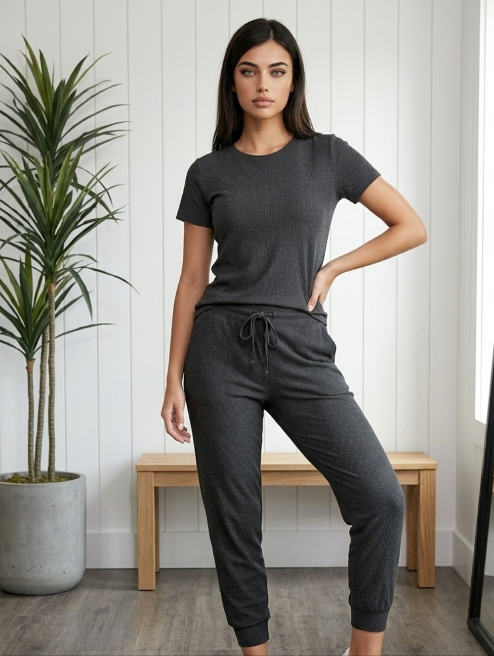 Victoria's Secret Black Textured Pants Only Size M